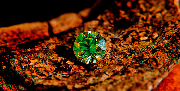 A very special present of nature - a ff fancy green roud brilliant shaped diamond.